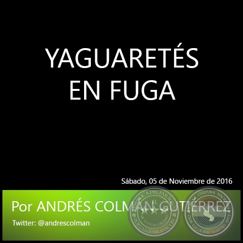 YAGUARETÉS EN FUGA - Por ANDRÉS COLMÁN GUTIÉRREZ - Sábado, 05 de Noviembre de 2016